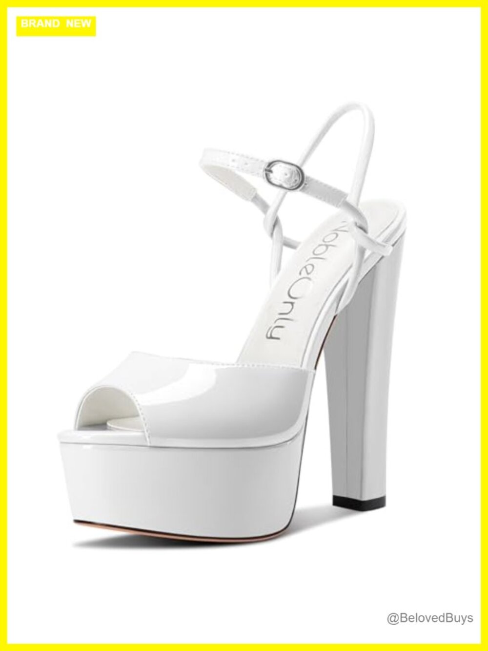 Platform Heels Women Chunky Block Peep Toe Ankle Strap Faux Leather Sandals